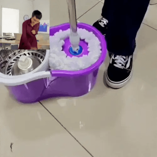 Mopa Giratoria Auto Exprimible🧹 + Balde + Mopa de Repuesto 🎁