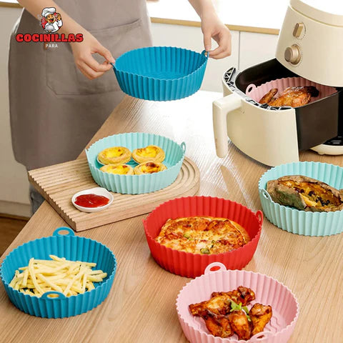 🍽️ PACK x4 MOLDES DE SILICONA PARA FREIDORA DE AIRE – COCINA LIMPIA Y SIN ESFUERZO